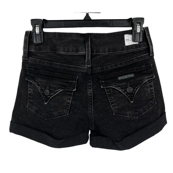 Hudson shorts Ruby cuffed mid thigh denim black size 24 - Picture 3 of 6